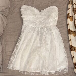White Strapless Lace Dress